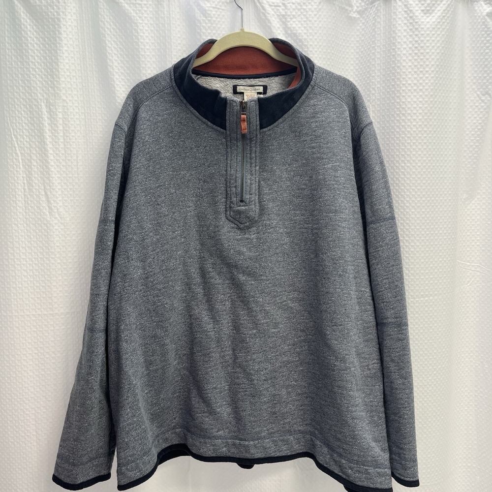 Carbon 2 Cobalt Heathered Gray Heavyweight 1/4 Zip Sweatshirt Hiking Camping 2X